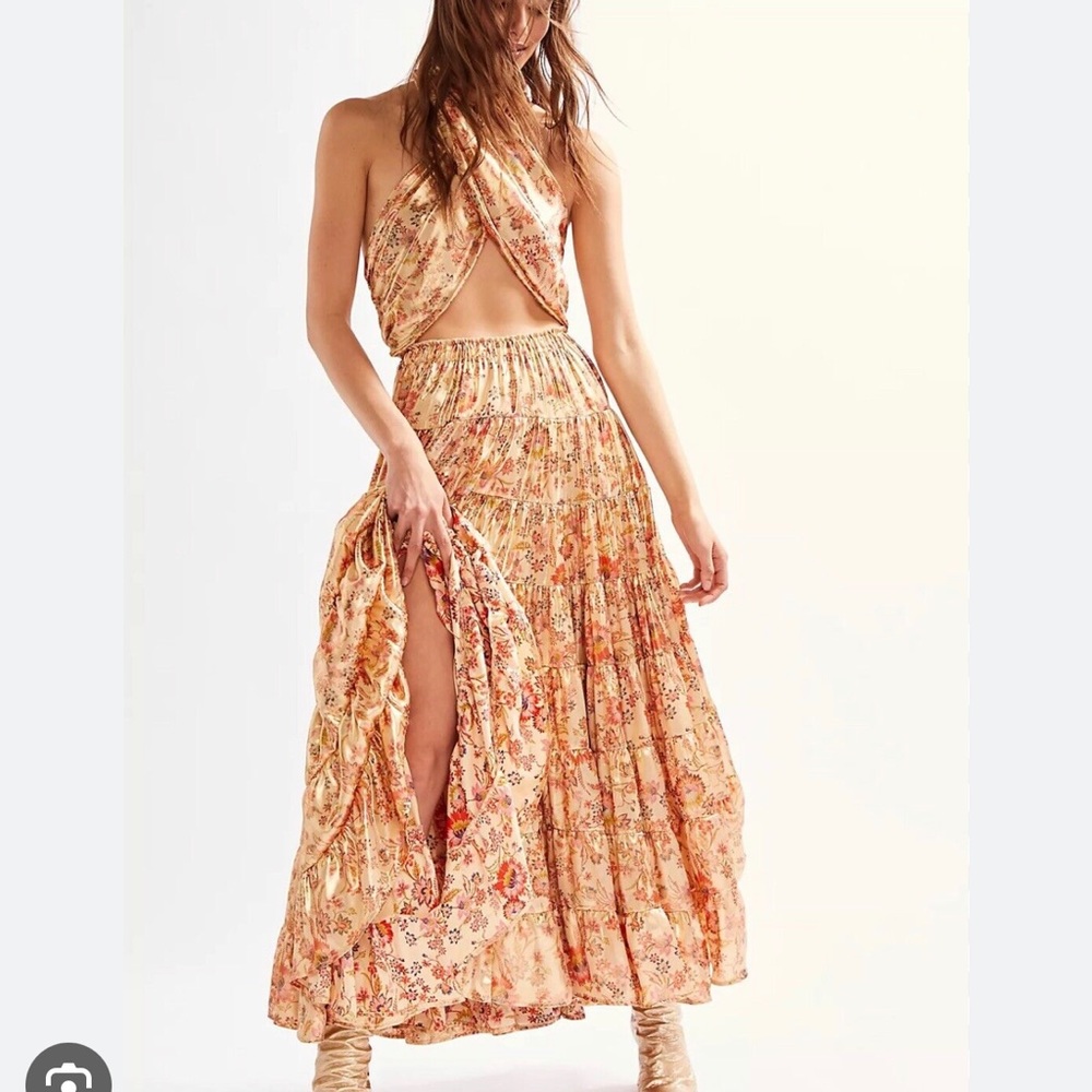 RARE Free People Something Magical Printed Convertible Wrap Maxi Dress Sz L